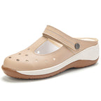 Damen Komfortable Clogs mit atmungsaktiven Ausschnitten und verstellbarem Riemen R&B