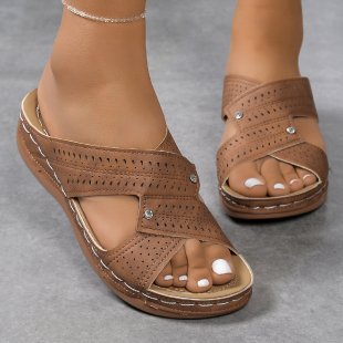 Damen Komfortable Riemchen-Sandalen mit atmungsaktiver Oberflächenstruktur R&B