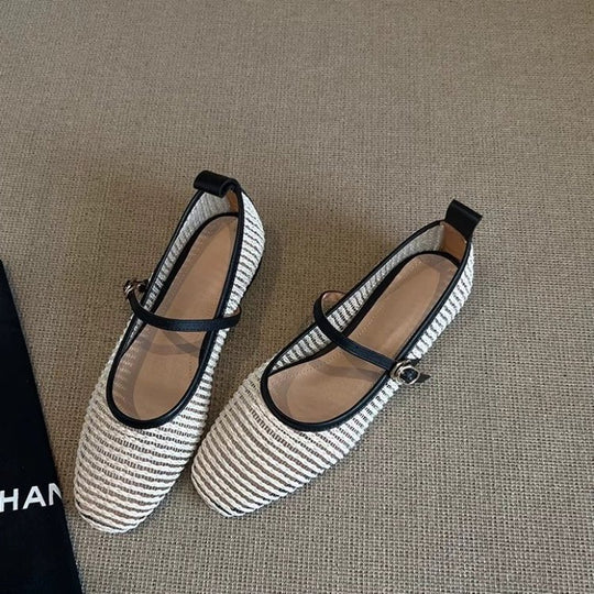 Damen Klassische Ballerinas mit verstellbarem Riemen R&B