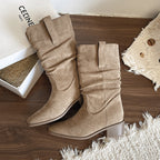 Damen modische Stiefel mit lässigem Falten-Design R&B