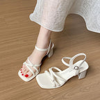 Damen elegante Sandaletten mit fixierbaren Riemchen und blockiertem Absatz R&B