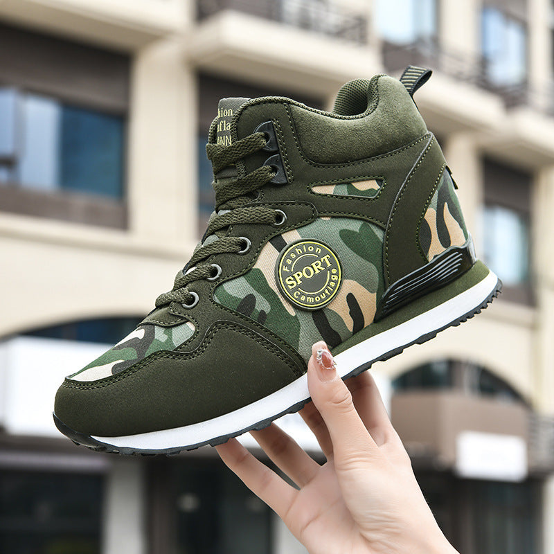 Damen Sportliche High-Top Sneakers im Camouflage-Design