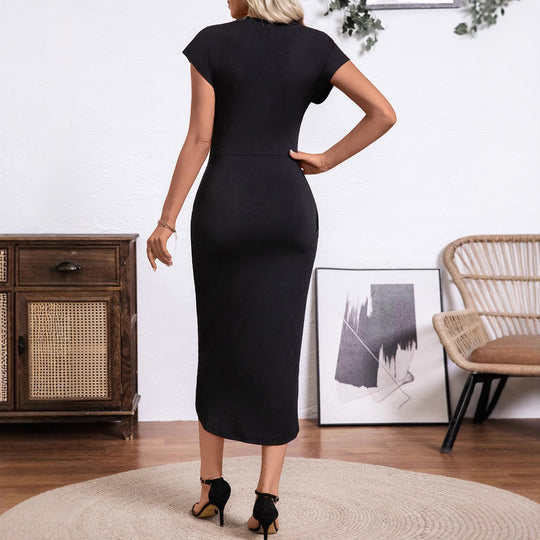 Damen modisches Wickelkleid mit großzügigem Schlitz R&B