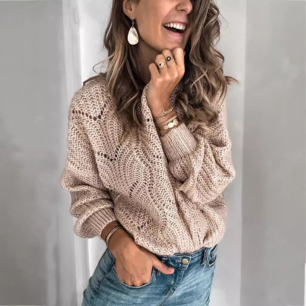 Damen luftiger Strickpullover mit lässigem Schnitt R&B