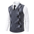 Herren eleganter V-Ausschnitt Pullunder im argyle Muster