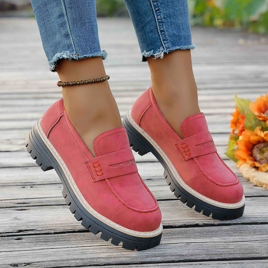 Damen Mokassin-Slipper mit rutschfester Profilsohle und modischer Lederoberfläche R&B
