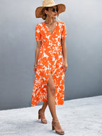 Damen Maxi-Kleid mit voluminösen Ärmeln und eleganten Knopfdetails R&B