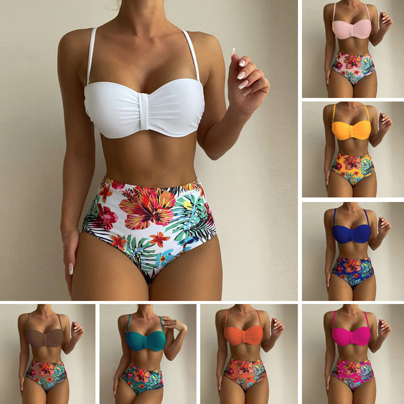Damen Bandeau-Bikini-Set mit hoch geschnittenem Höschen R&B