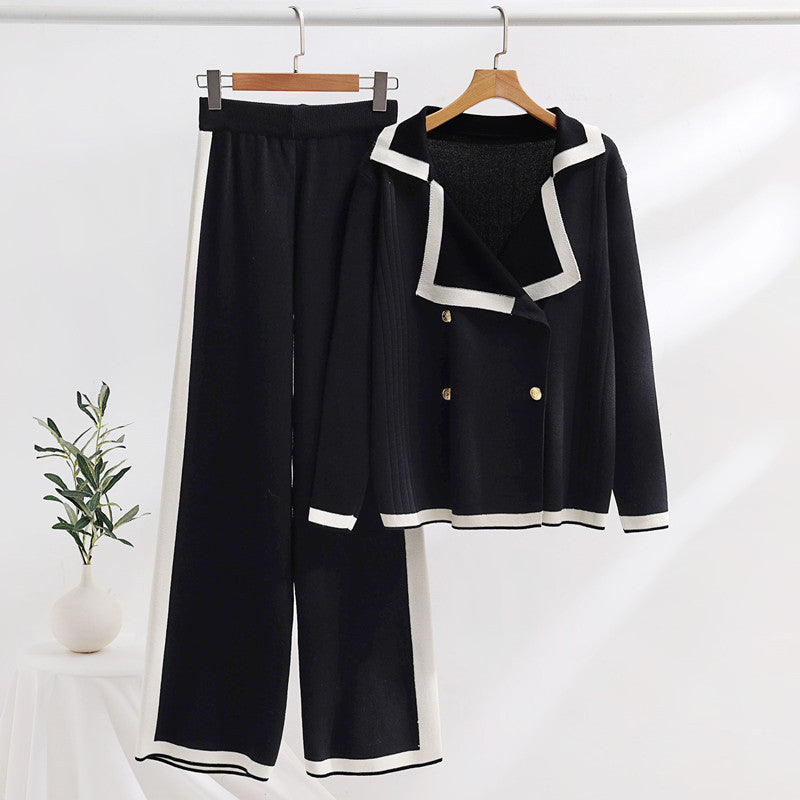 Damen elegantes Loungewear-Set mit Kontrastdetails R&B