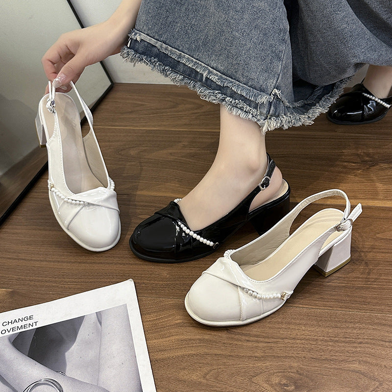 Damen elegante Slingback-Pumps mit Perlenakzent R&B