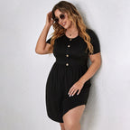 Damen Knielanges Jersey-Kleid mit Knopfleiste R&B