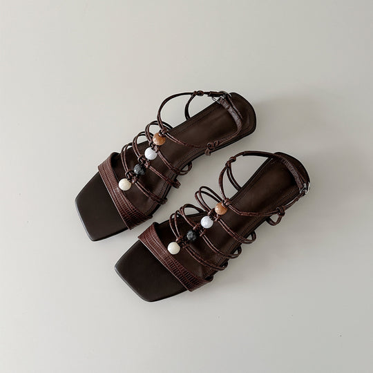 Damen Modische Plateau-Sandalen mit dekorativen Riemen und bequemer Innensohle R&B