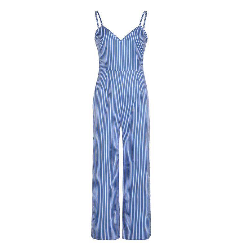 Damen Jumpsuit mit eleganten Streifen und verstellbaren Trägern R&B