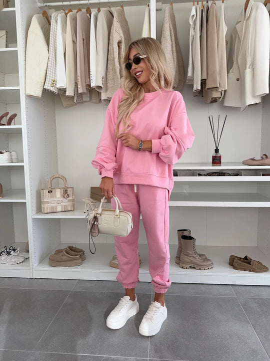 Damen lässiges Fleece-Set mit elastischen Bündchen und modischem Schnitt R&B
