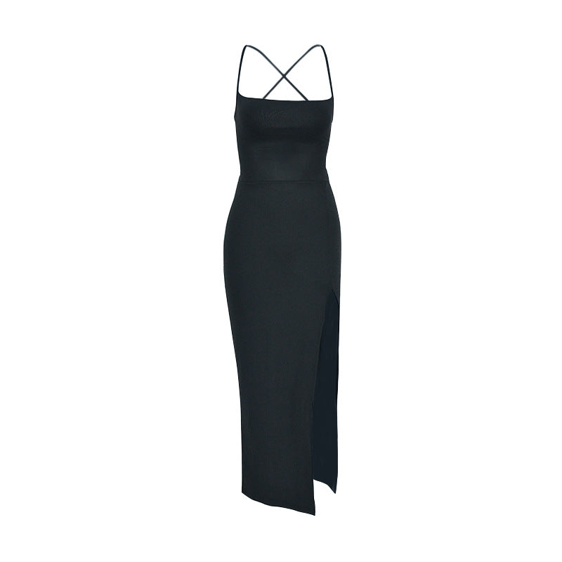 Damen Maxi-Kleid mit verführerischem Schlitz und fein verstellbaren Spaghettiträgern R&B