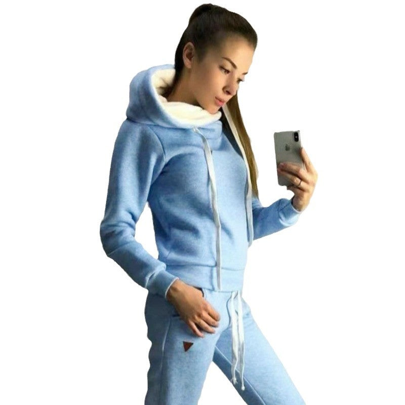 Damen Sportliches Hoodie-Set mit bequemer Passform und elastischen Hosen R&B