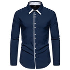 Herren elegantes Slim-Fit Hemd mit kontrastierendem Kragen und hochwertigen Stoffdetails