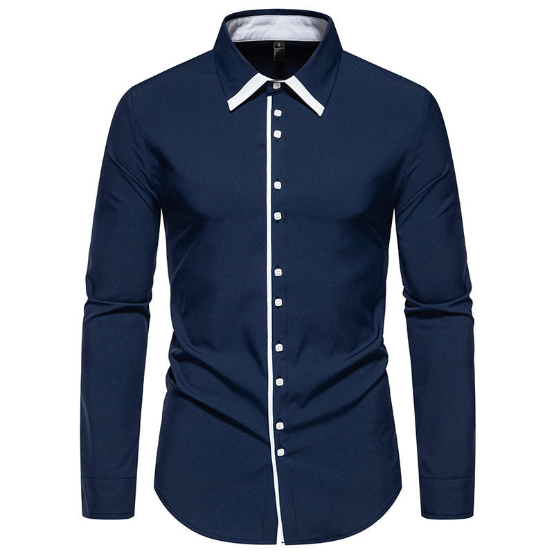 Herren elegantes Slim-Fit Hemd mit kontrastierendem Kragen und hochwertigen Stoffdetails