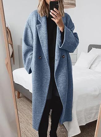Damen Wollmantel mit strukturiertem Design und oversized Schnitt R&B