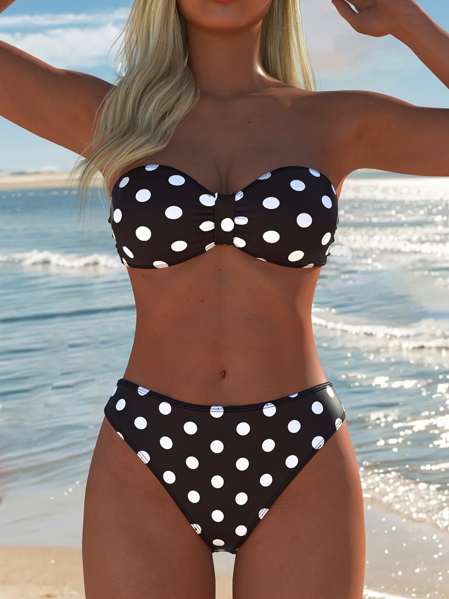 Damen Bikini-Set mit stilvollem Bandeau-Oberteil und elegantem hoch geschnittenen Höschen