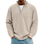 Herren nan gerippter Strickpullover mit halbem Reißverschluss und Stehkragen R&B