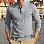 Herren Langarm-Henley-Shirt mit Knopfleiste und eleganten Akzenten R&B