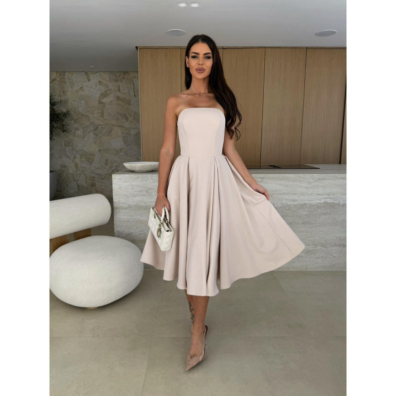 Damen elegantes Cocktailkleid mit trägerlosem Design R&B