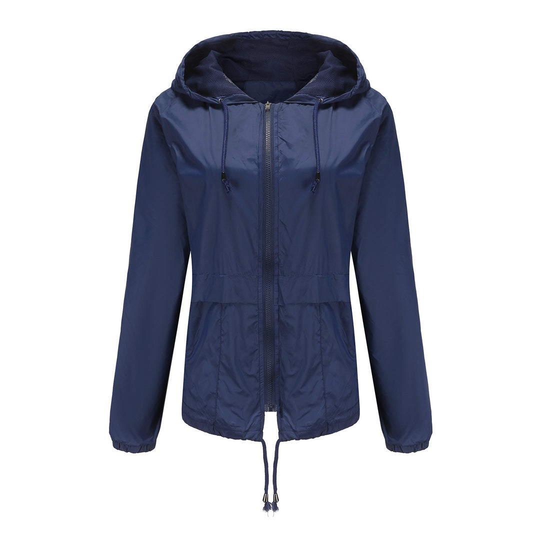 Damen sportliche Windbreaker-Jacke mit verstellbarer Kapuze und elastischen Bündchen R&B