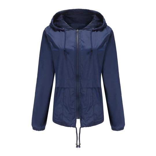 Damen sportliche Windbreaker-Jacke mit verstellbarer Kapuze und elastischen Bündchen R&B