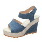 Damen Wedge-Sandalen mit elastischem Riemendesign und geflochtenem Absatz R&B