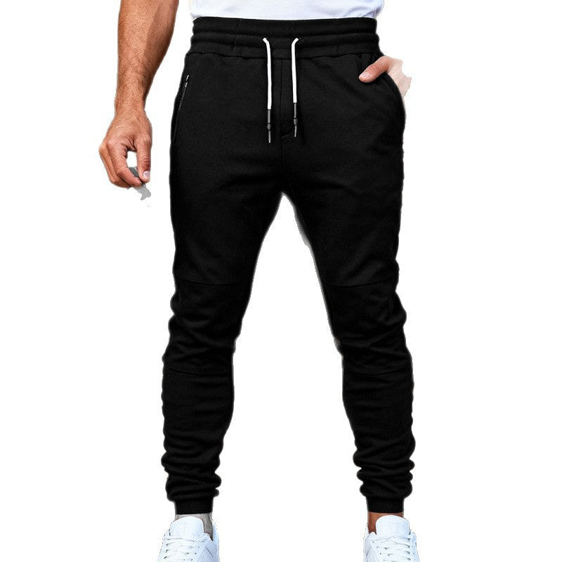 Herren nan tapered Jogginghose mit Kniepasse, elastischem Tunnelzugbund und Reißverschlusstaschen R&B
