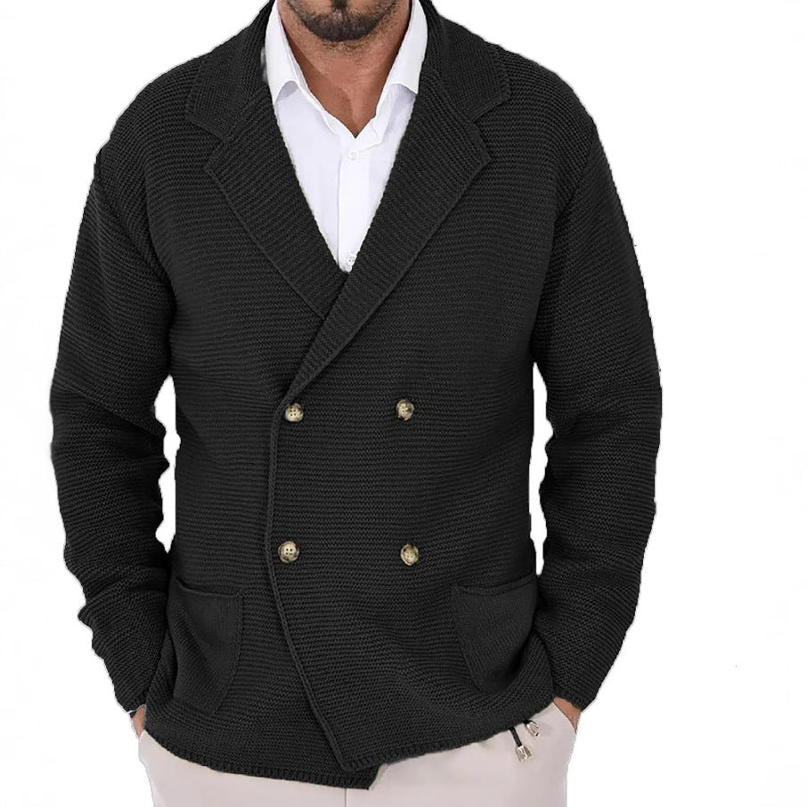 Herren Strickjacke mit doppelter Knopfleiste und modernen Taschen R&B