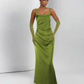 Damen Elegantes Satin-Maxikleid mit schmalen Trägern R&B
