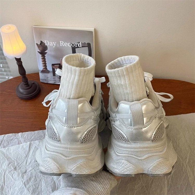 Damen Sportliche High-Top Sneakers mit atmungsaktivem Mesh-Obermaterial und modischem Design R&B