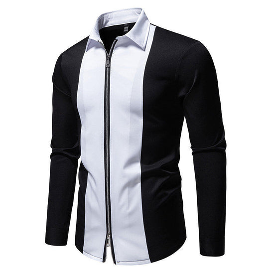 Herren Sportliches Langarmshirt mit modernem Reißverschluss und kontrastierenden Farben R&B
