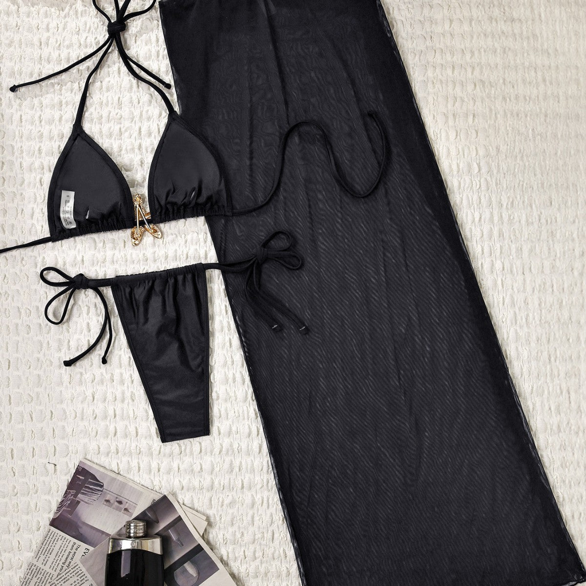 Damen Bikiniset mit transparentem Strandüberwurf