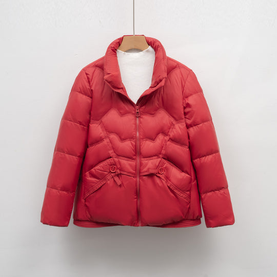Damen Steppjacke mit dekorativen Knopfdetails und hohem Kragen R&B