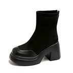 Damen Hohe Plateau-Stiefeletten aus velourslederlook R&B