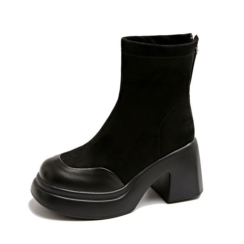 Damen Hohe Plateau-Stiefeletten aus velourslederlook R&B