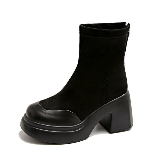 Damen Hohe Plateau-Stiefeletten aus velourslederlook R&B