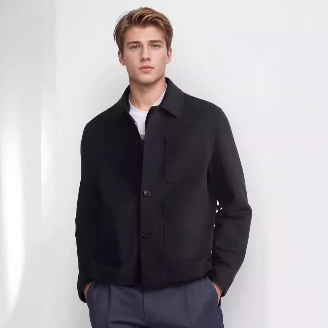 Herren moderne Utility-Jacke mit praktischen Taschen und hohem Kragen R&B