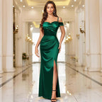 Damen Elegantes Maxikleid mit asymmetrischem Schnitt und Seitenschlitz R&B