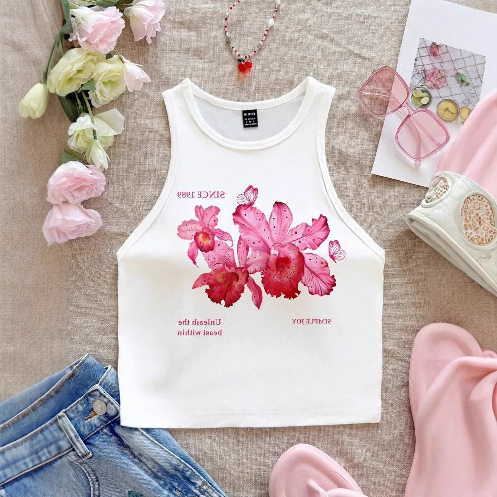 Damen ärmelloses Tanktop mit fröhlichem Kirschmotiv R&B