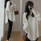 Damen Oversized Strickpullover mit lässigem Schnitt und voluminösen Ärmeln R&B