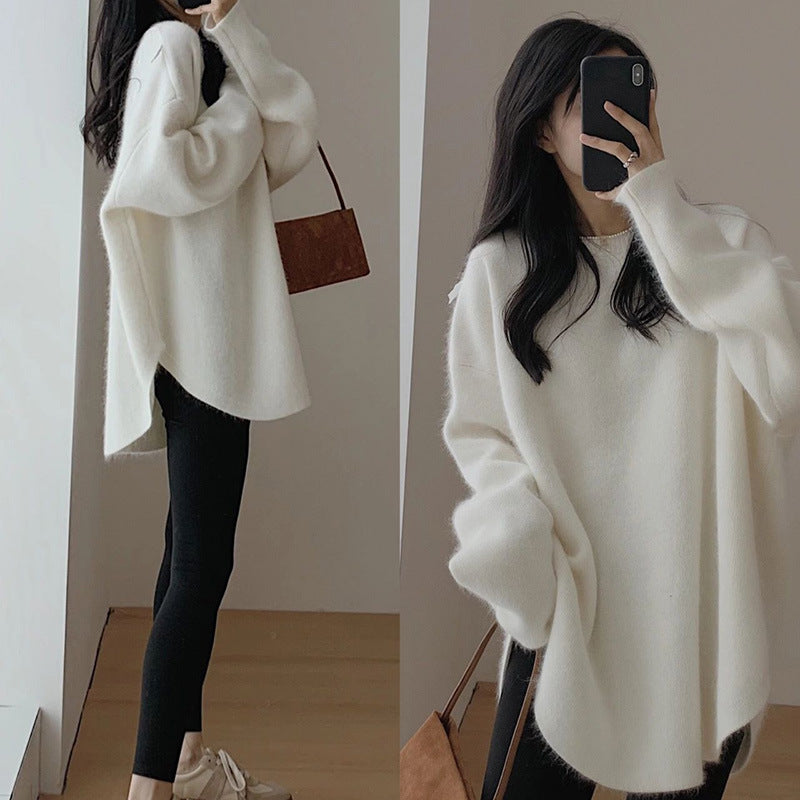 Damen Oversized Strickpullover mit lässigem Schnitt und voluminösen Ärmeln R&B