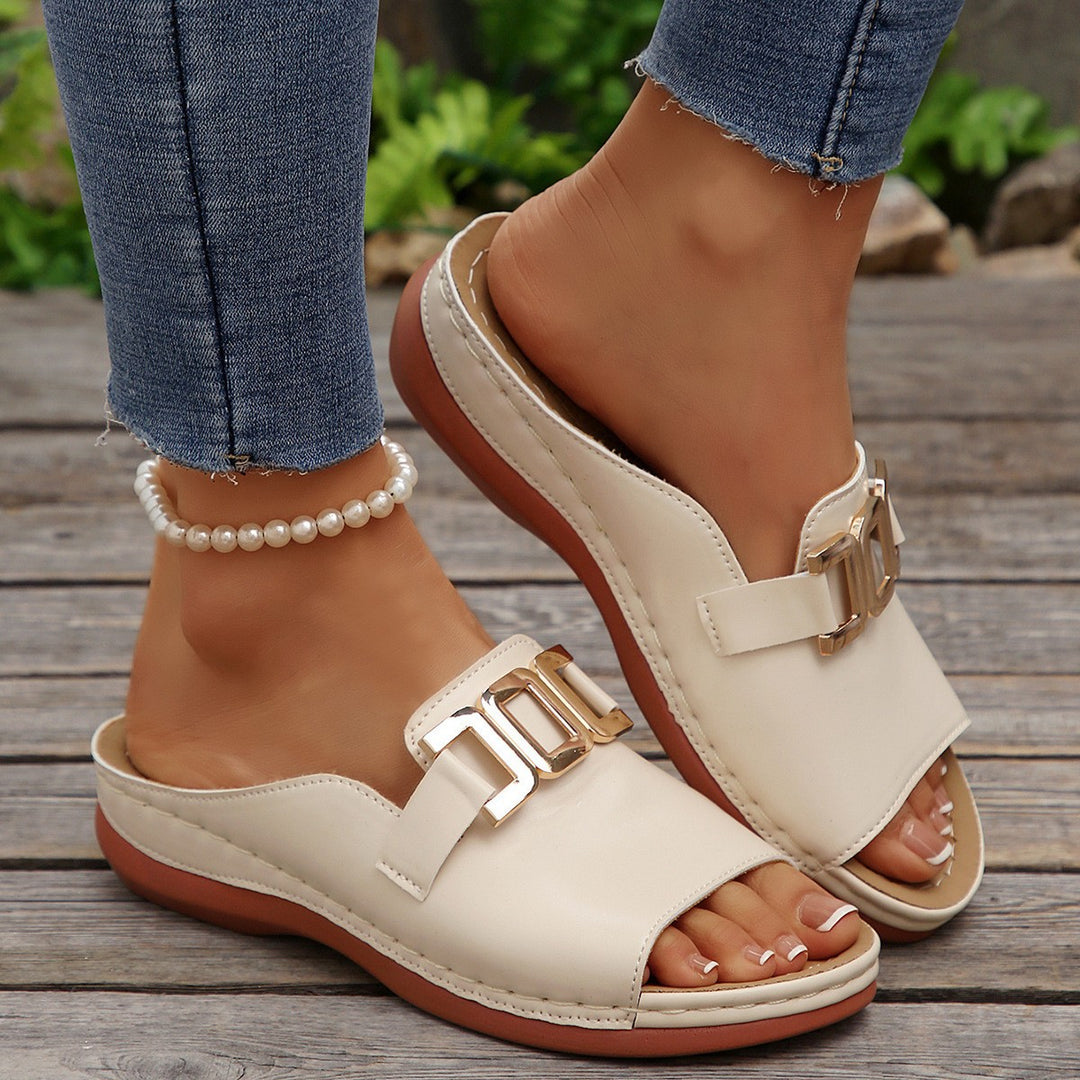 Damen modische Slide-Sandalen mit eleganter Schlaufenverzierung R&B