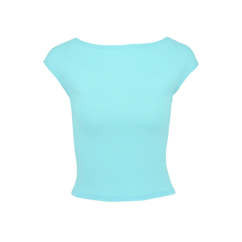 Damen Crop-Top mit weitem Ausschnitt und figurbetonter Passform R&B