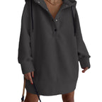Damen nan kuscheliges Kapuzen-Fleece-Tunika-Sweatshirt mit Druckknopfleiste und überschnittener Schulter R&B