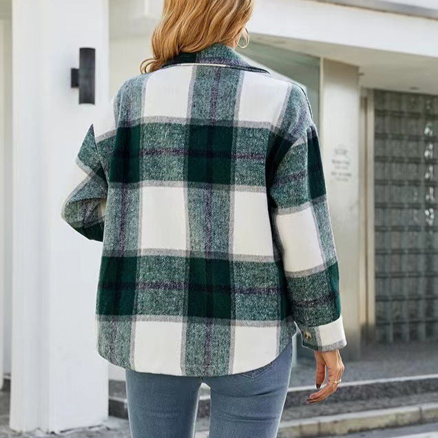 Damen Karierte Flanelljacke mit Knopfleiste und Taschen R&B