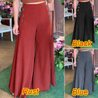 Damen weite Culotte-Hose mit stilvollen Knöpfen R&B